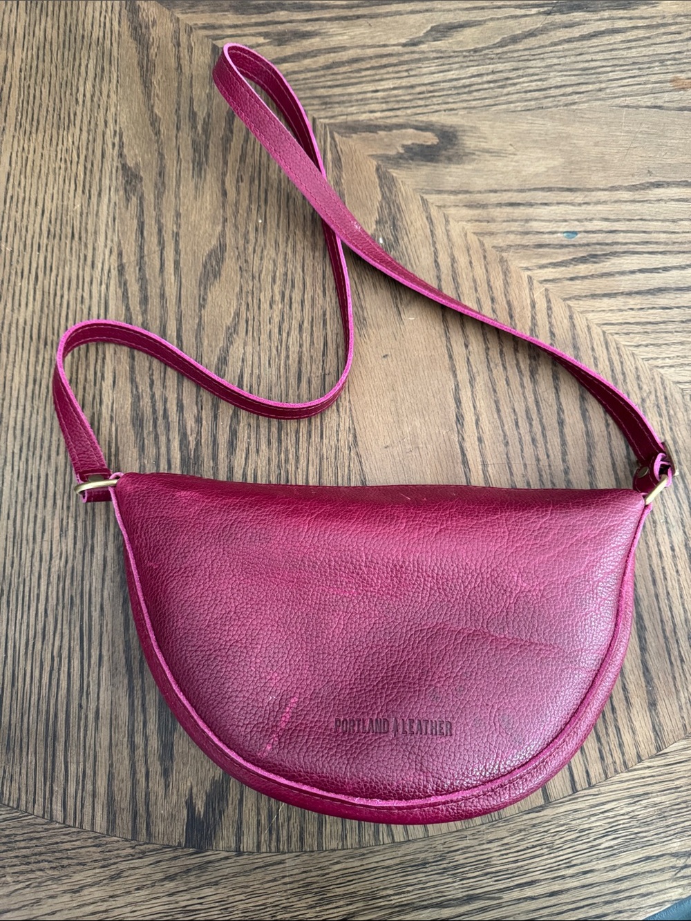 Portland Leather Crescent Crossbody in Berry - Picture 4 of 5